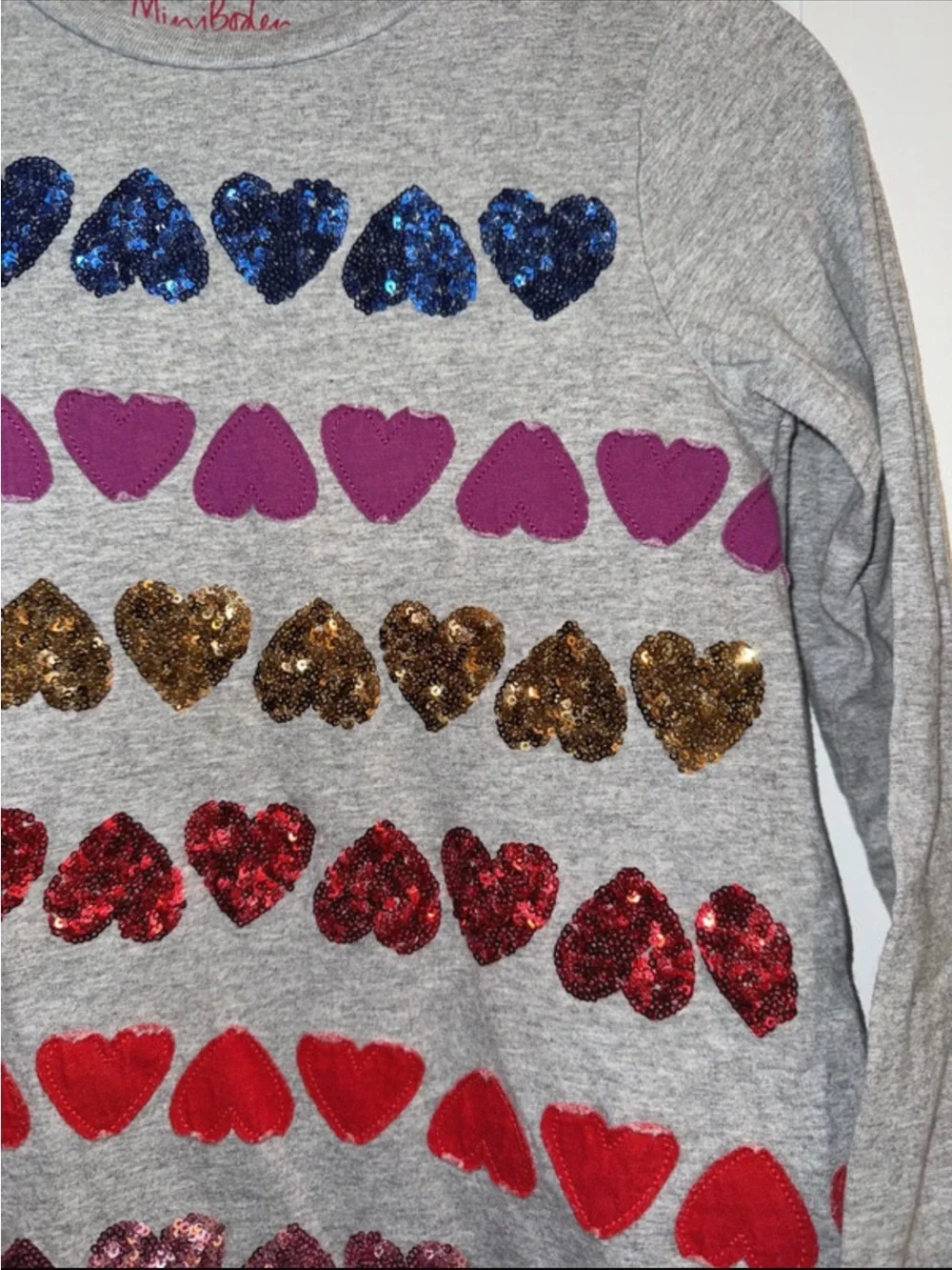 Boden Ida Hearts Appliqué Dress 9-10